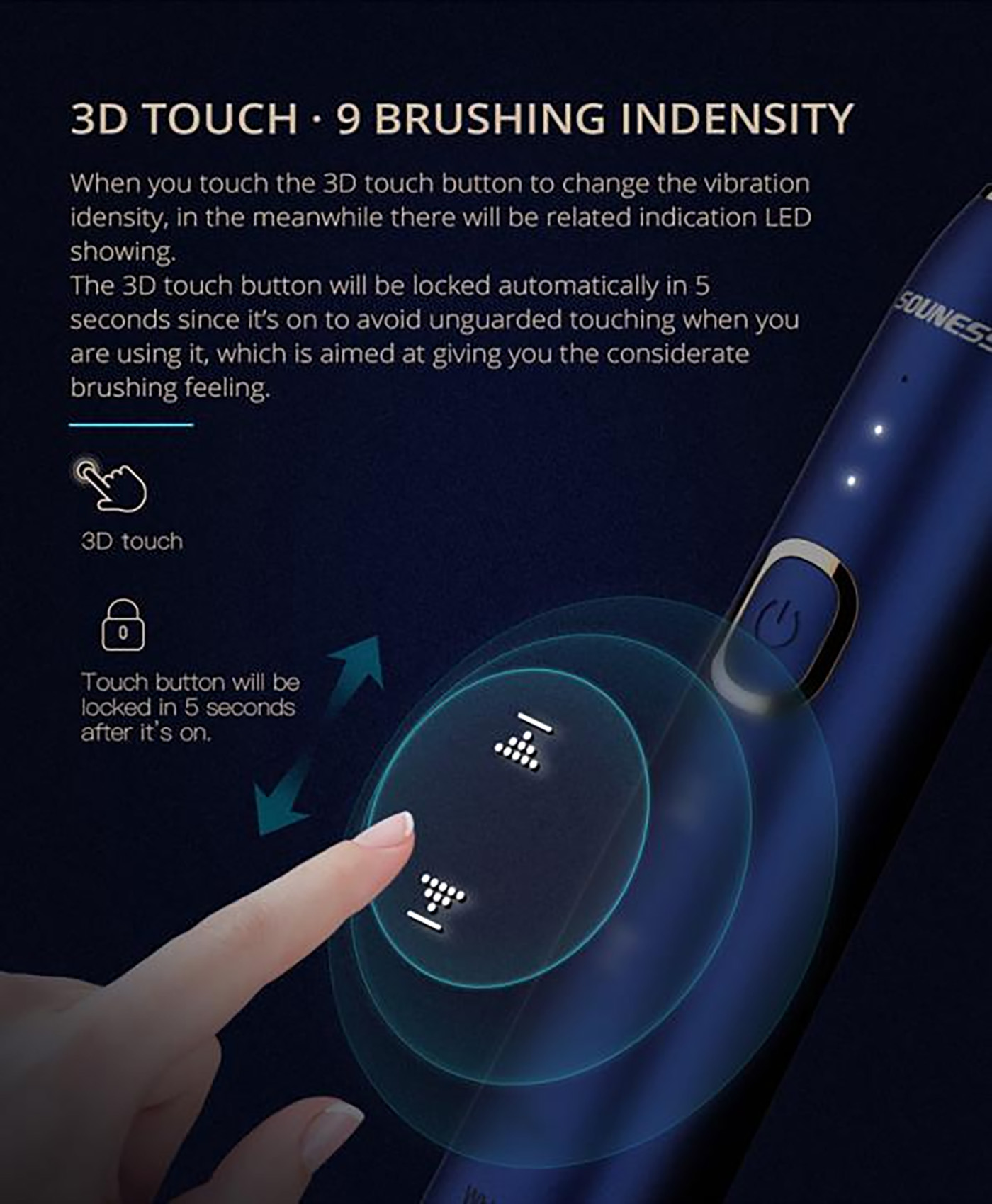 3D Touch USB Rechargeable Sonic Electric Toothbrush  (1)